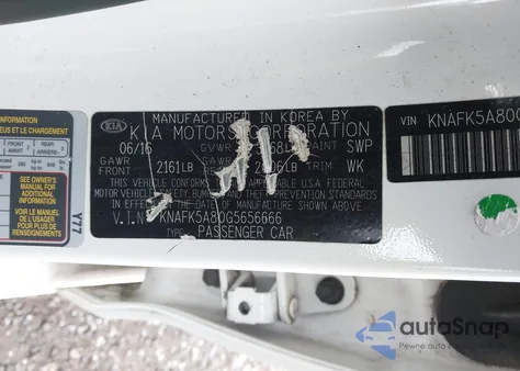 2016 Kia Forte Lx из США, поврежденный, VIN KNAFK5A80G5656666